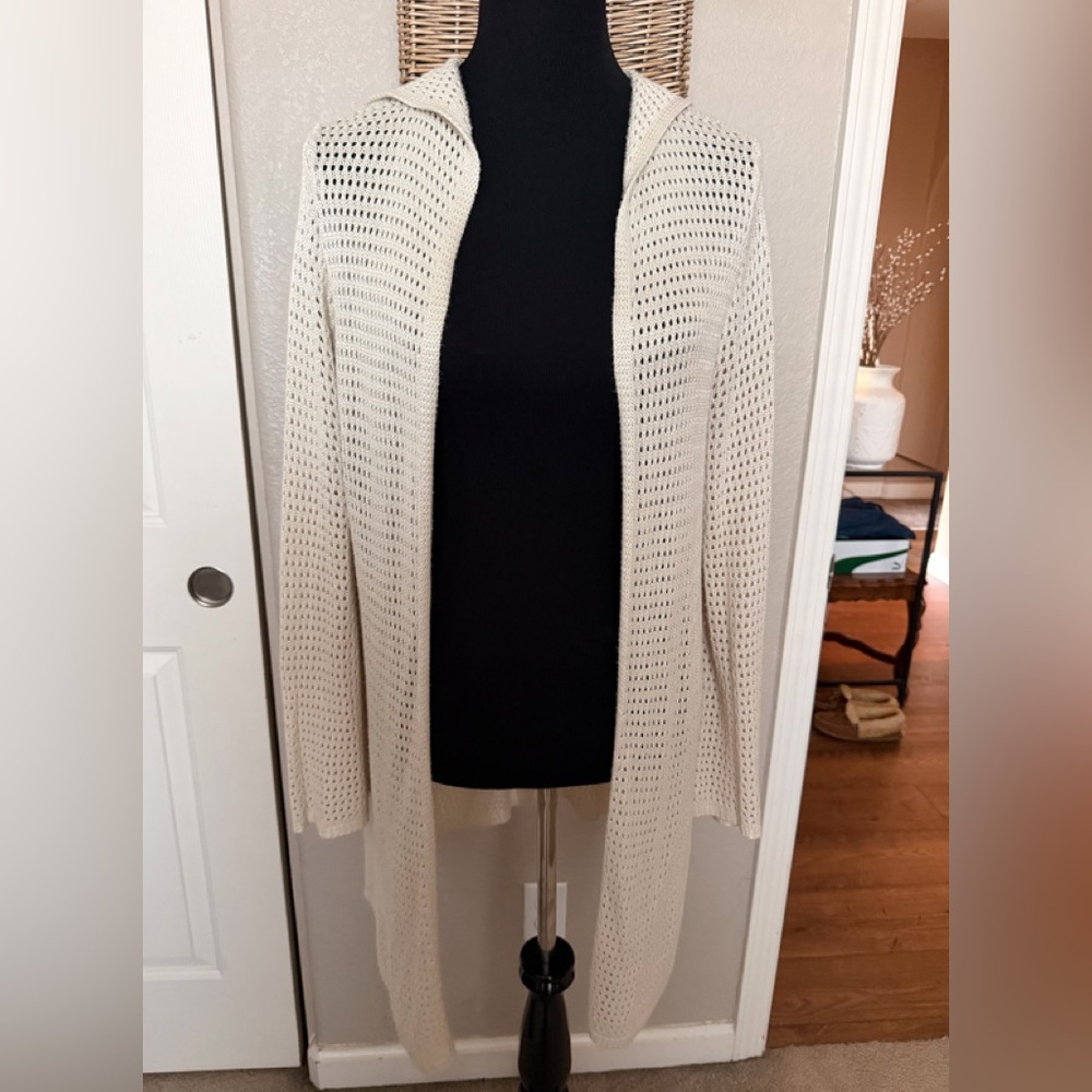 Magaschoni Open-Weave Hooded Cardigan - Cream